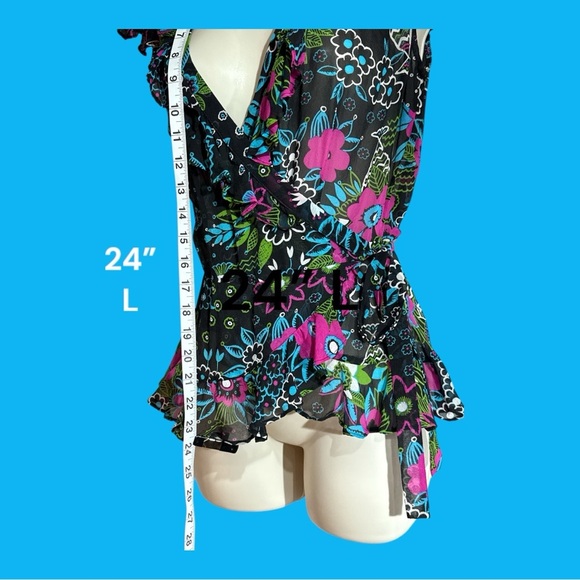 Celia Birtwell for Express 100% Silk Wrap Blouse Size XS - Picture 2 of 7